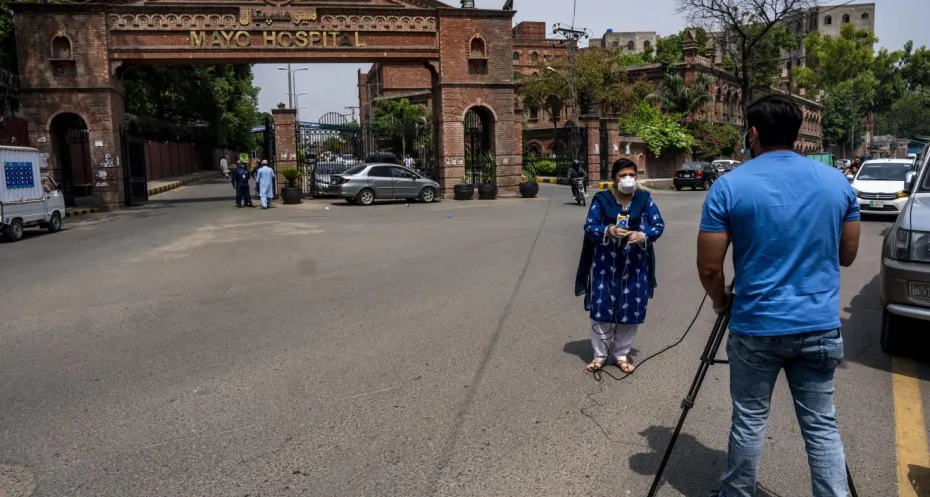 Jounrnalist at work during Covid-19 in Pakistan