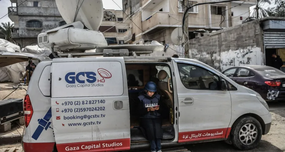 Journalist at work in Rafah, Gaza